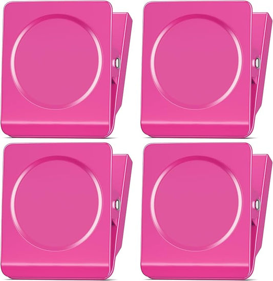 FINDMAG Pink Magnetic Clips, 2.2inch Heavy Duty, Strong Magnet Clips for Fridge, Whiteboard, Classroom, Office (Pack of 4)