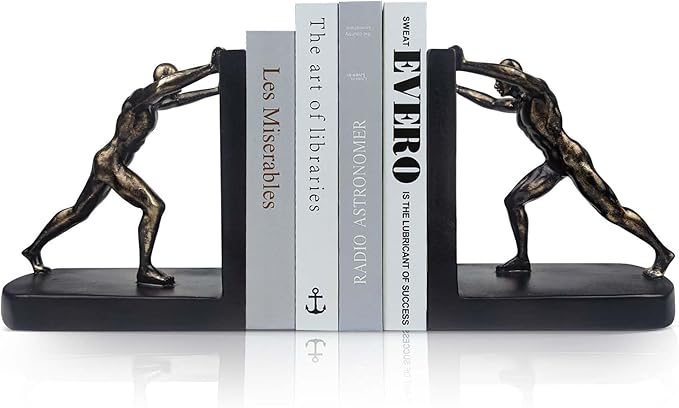 LIFFY Man Decorative Book Ends,Resin Non Skid Bookends for Heavy Books,Bookends for Shelves Decorative,Creative Shelf Decorations to Hold Books for Home,Office Desk,Bookshelf,Study