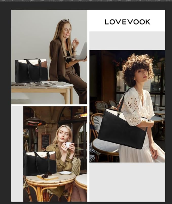 LOVEVOOK Laptop Bag for Women,15.6 Inch Laptop Tote Bag for Women,Vintage Leather Work Tote Bags Computer Teacher Bag,Waterproof Business Bag Office Briefcase