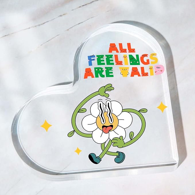 Mental Health Decor, Psychotherapy Office Heart Acrylic Decor, Psychotherapy Affirmations Therapist Office Heart Acrylic Decor, Mental Health Gifts for School Home Tabletop Therapy Office Decor