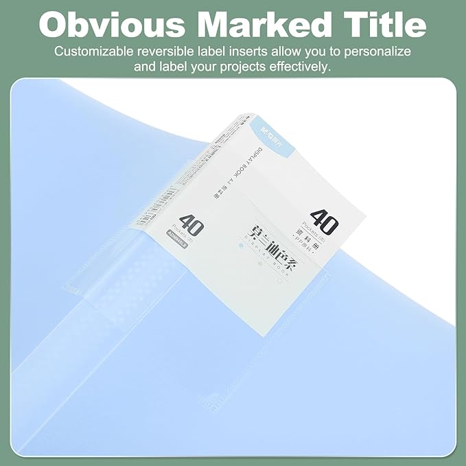 M&G 40-Pocket Binder with PP Plastic Sleeves A4(Blue), Art Portfolio Folder with Clear Sheet Protectors, Display 80 Pages for Organizing Documents, 310x235x26mm