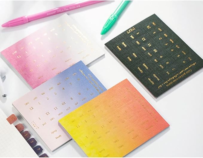 10 Sheets Self Adhesive Tabs Gradient Color Stickers Monthly Calendar Index Tabs for Planners, Journal, Notebook, Agendas and Organizers, Office Supplies (40 Sheets), 88mmx110mm