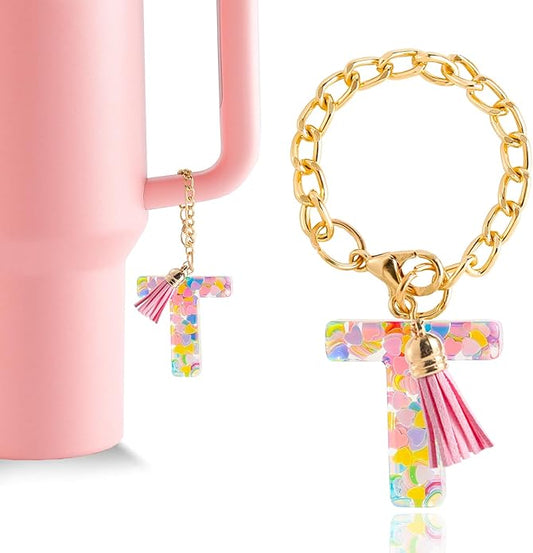 Letter Charm Accessories for Stanley Cup 1 PCS Cute Initial Keychain Handle Charm for Stanley Tumbler for Women