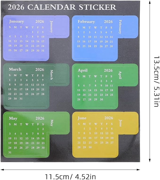 NUOBESTY 2026 Calendar Stickers Monthly Index Tabs Planner Adhesive Divider 1-12 Month Labels Page Marker Weekly Planner Stickers Adhesive Notepad Indexes Sticker for Planners Notebook