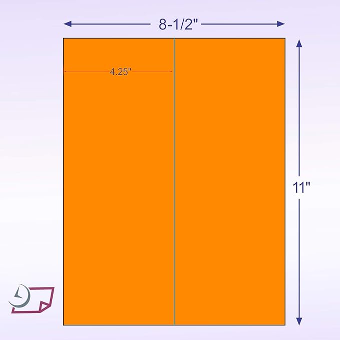 NextDayLabels 8-1/2 x 11" Neon Color High Light Fluorescent Labels for Laser & Inkjet Printer (Orange Fluorescent, 4-1/4" x 11" - 2 Per Page | 50 Labels)