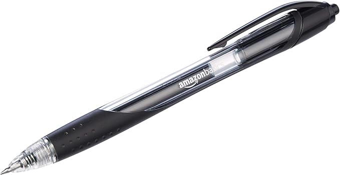 Amazon Basics Retractable Gel Ink Pens, Fine Point, Smooth Writing, Black, 12-Pack