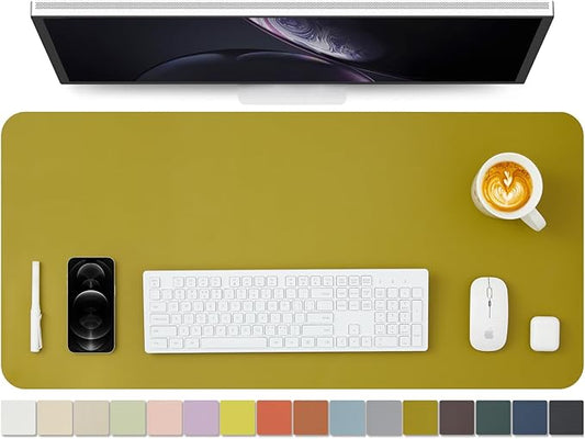 Leather Desk Mat - Non-Slip PU Pad for Home and Office - Ideal for Large Mouse Pad and Desk Mats (Olive Green, 36"x 17")