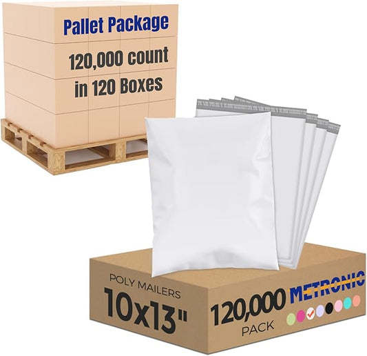 Metronic Poly Mailers 10x13 120000 Pack, Small Shipping Bags for Clothing, Waterproof Mailers Poly Bags, Shipping Envelopes Mailing Bags for Business, Bulk, White