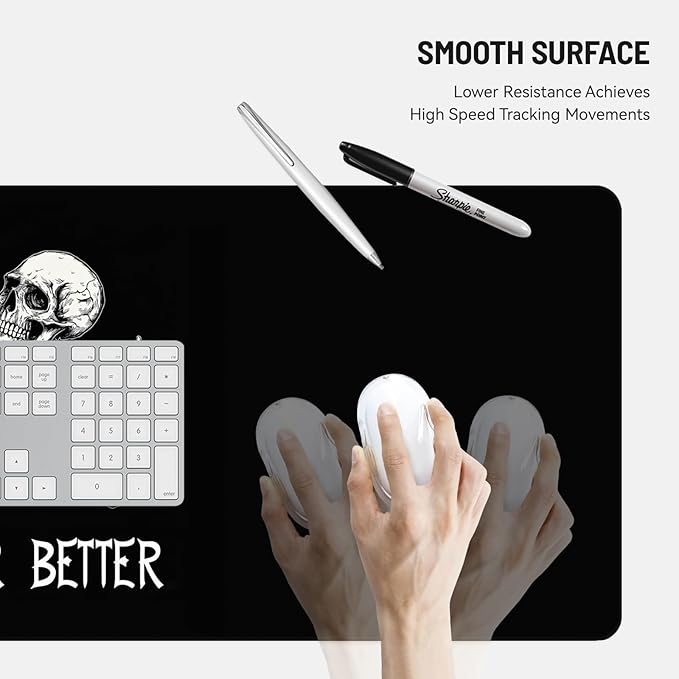 Mousepad Desk Mat Gaming Large Keyboard Cute Office Desktop Computer Laptop XXL Long Big Kawaii Aesthetic Girly Pretty Design Women Girl Gamer Oversized Wide 30x12'' Mousepad, Skeleton Coffee