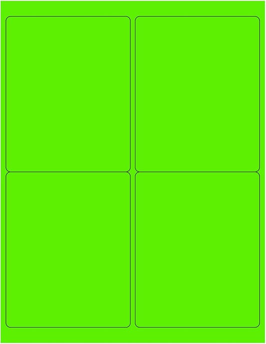 NextDayLabels - 8-1/2 x 11 Neon Color High Light Fluorescent Labels for Laser & Inkjet Printer (Green Fluorescent, 4 x 5-4 Per Page | 400 Labels)