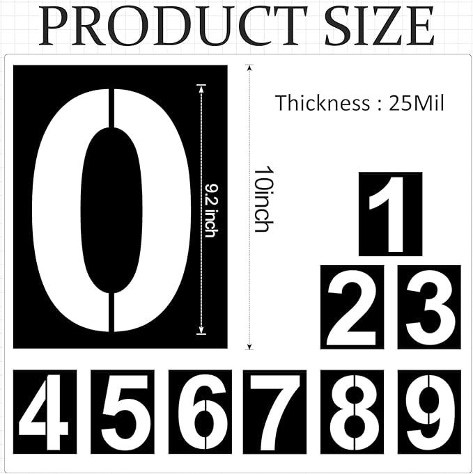 10 Inch Number Stencils Plastic Number Stencils Reusable Digital Painting Templates for Cake Stencil Address Templates