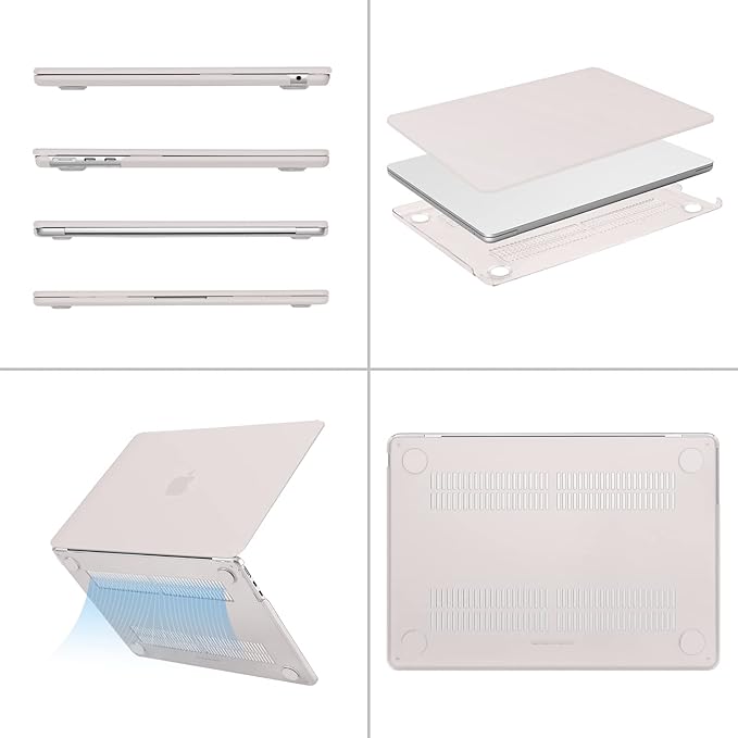 MOSISO Compatible with MacBook Air 13 inch Case 2025 2024 2023 2022 M4 A3240 M3 A3113 M2 A2681, Plastic Hard Shell&Keyboard Cover&Screen Film&Type C for MacBook Air 13.6 inch Case, Stone Gray