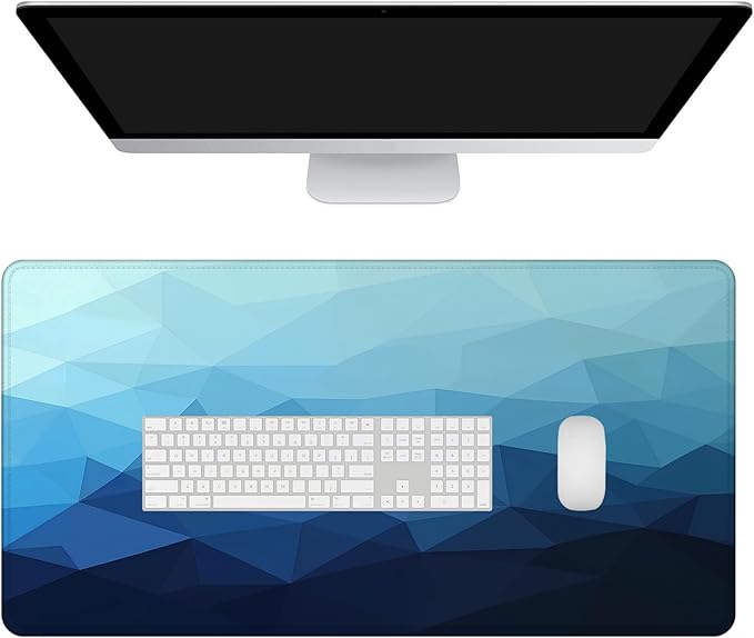 Mrcrypos Blue Large Mouse Pad Geometric Desk Mat for Desktop, Waterproof Desk Pad with Stitched Edges, Computer Keyboard Gaming Mouse Pads for Women Office Home 31.5" x 15.7"