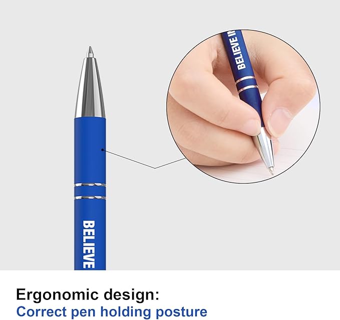 12 Pcs Blue Ink Fine Point Motivational Pens with Stylus Tips, Ballpoint Pens, Office Desk Accessories