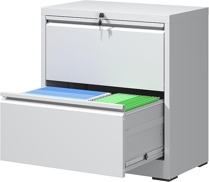 Lateral File Cabinets with 2 Drawer,Metal Lateral Filing Cabinet for Home Office,Wide Steel Storage Cabinet Commercial Drawer for Legal/Letter/A4 Size Files Assembly Required