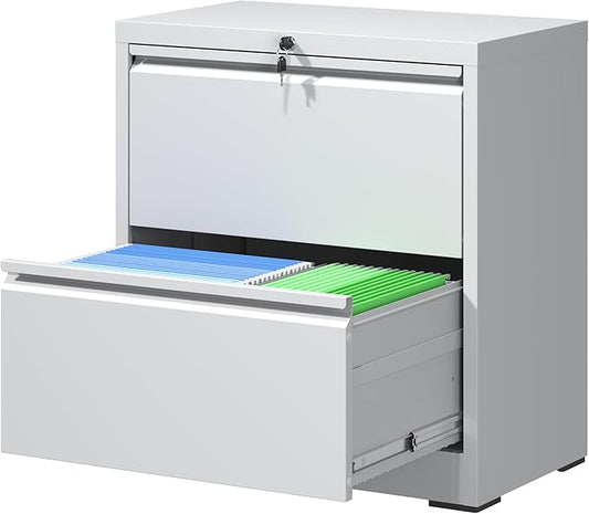 Lateral File Cabinets with 2 Drawer,Metal Lateral Filing Cabinet for Home Office,Wide Steel Storage Cabinet Commercial Drawer for Legal/Letter/A4 Size Files Assembly Required