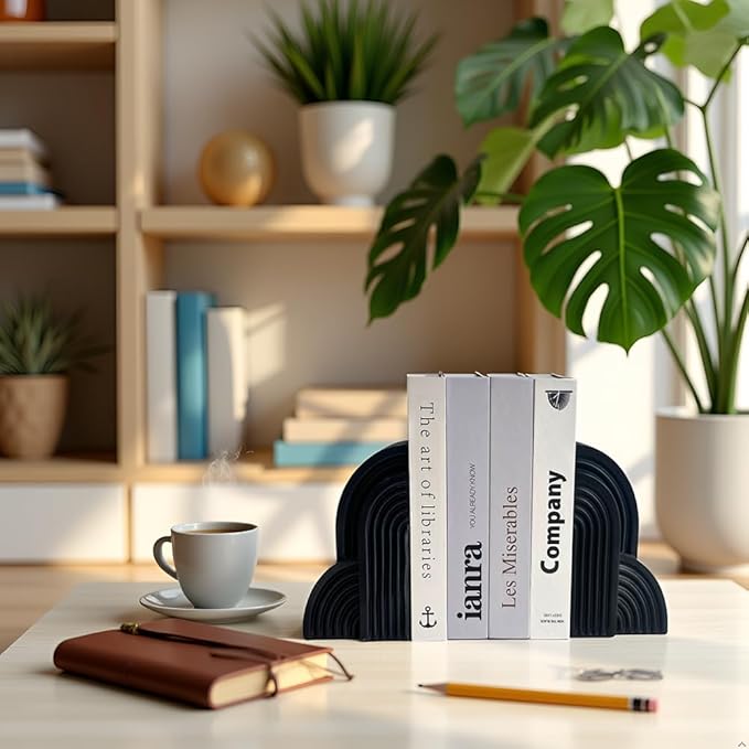 LIFFY Cloud Decorative Book Ends,7" Resin Non Skid Book Ends for Heavy Books,Elegant Book Holder for Shelves,Indoor Shelf Decorations to Hold Books for Home Office Study Desk