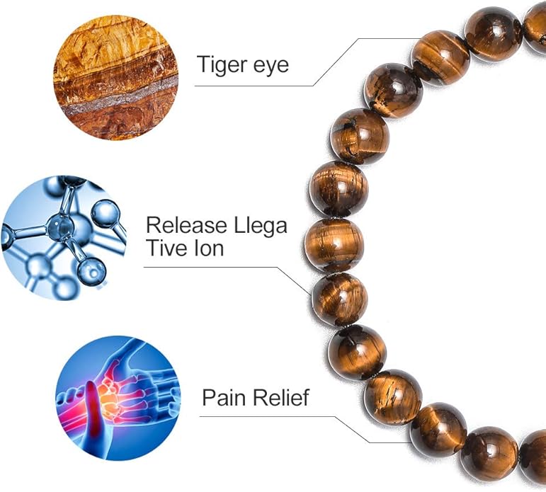 M MOOHAM Natural Stone Bracelets for Men - 8mm Tiger Eye | Matte Agate | Lava Rock Bracelets for Men Teen Boys Gifts Birthday Anniversary Christmas Gifts for Men Teens