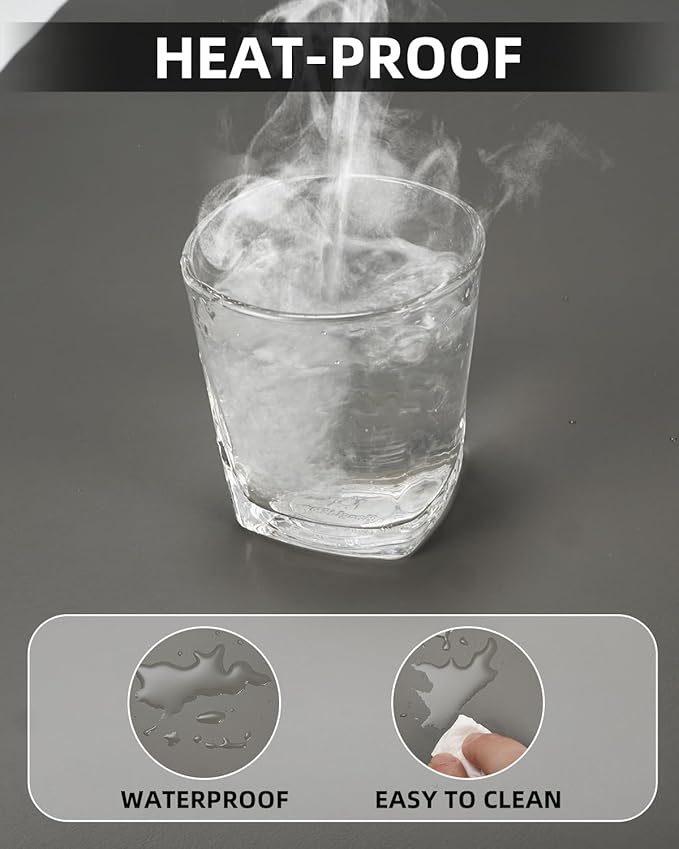 Leather Desk Pad Protector,48"x 17"Desk Mat Large, Mouse Pad, Non-Slip PU Leather Desk Blotter,Waterproof Desk Pad for Office/Home(Dark Grey)