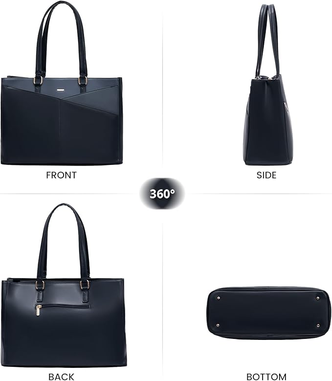 LOVEVOOK Laptop Bag for Women, 15.6 inch Laptop Tote Work Teacher Bags Cancas Computer Shoulder Bag,Blue/Blue-Green/Sky Blue