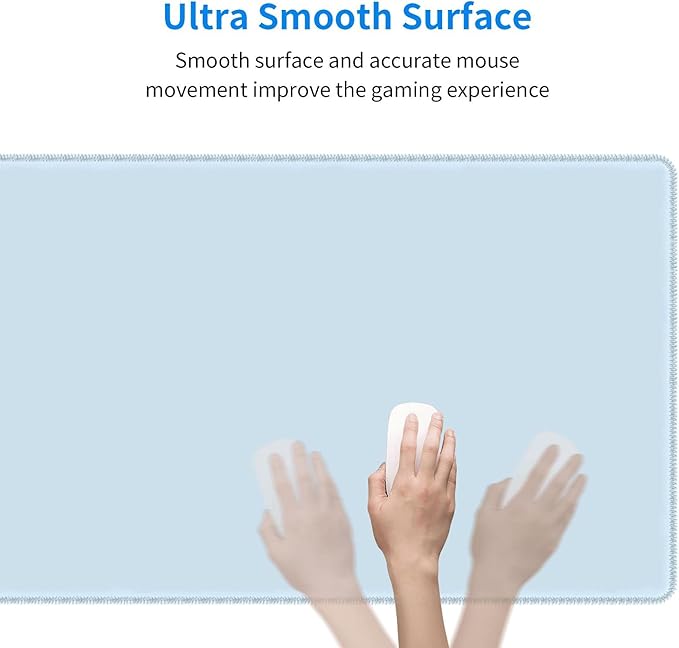 Light Blue Extended Large Gaming Mouse Pad XL 31.5"x11.8" Non-Slip Rubber with Stitched Edges, Extra Long Desk Mat Computer Laptop Writing Mat for Desktop Office Home