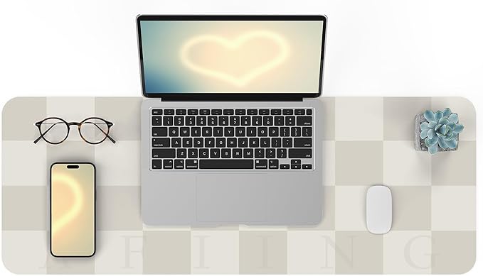 Non-Slip Desk mat, Leather Desk mat, Waterproof PU Leather Desk pad Protector, Large Mouse pad, Easy Clean Laptop Desk Writing Mat for Work/Home/Decor(31.5"x12", White Grey)