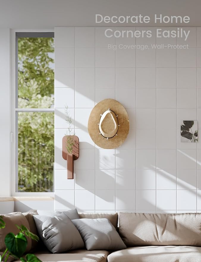 Large Felt Bulletin Board 48" x 36" Cork Board Alternative-12 Pack with 70 Safe Removable Adhesive Tabs, Cork Boards for Walls Cork Board for Home Office Classroom Pin Board-Milky White