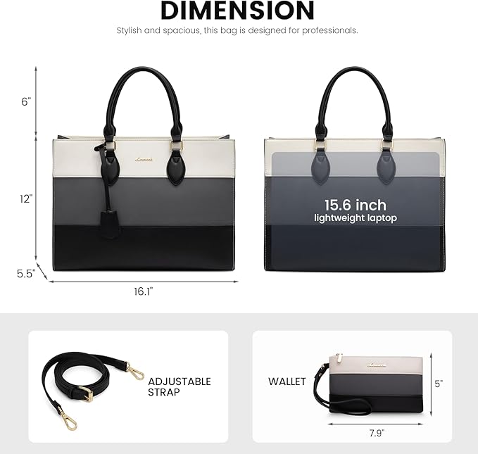 LOVEVOOK Laptop Tote Bag for Women, Work Totes Business Office Computer Briefcase with Clutch Purse