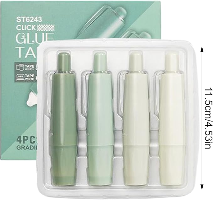 Double Sided Tape Roller - 4 Pieces Retractable Adhesive Dispenser, Sticky Scrapbook Tape, Heavy Duty Easy to Use Design, Excellent DIY Craft Accessory, Home School Office Journaling