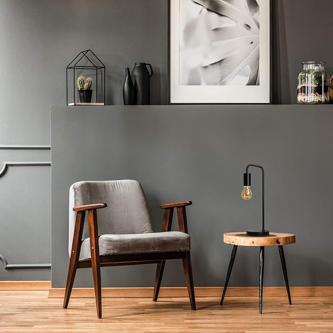 O’Bright Industrial Desk Lamp, 100% Metal Lamp, UL Certified Ceramic E26 Socket, Minimalist Design for Home Decoration, Table Lamp for Bedroom/Office/Dorm, ETL Listed, Black