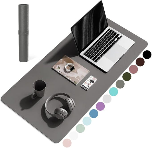 YSAGi Non-Slip Leather Desk Pad, Waterproof Laptop Computer Desk Keyboard Mat, Table Protector Blotter Mat, Large Mouse Pad for Office/Work/Home/Decor(Dark Gray, 31.5" x 15.7")