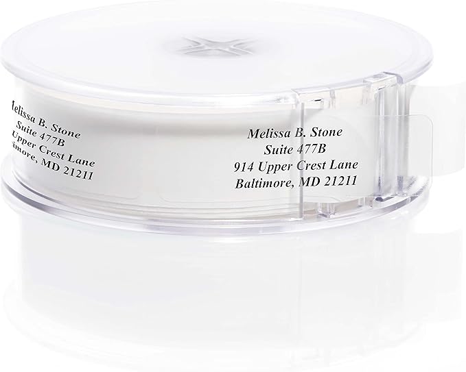 Clear Personalized Return Address Labels with Elegant Dispenser - Roll of 250 Custom See Through Transparent Stickers
