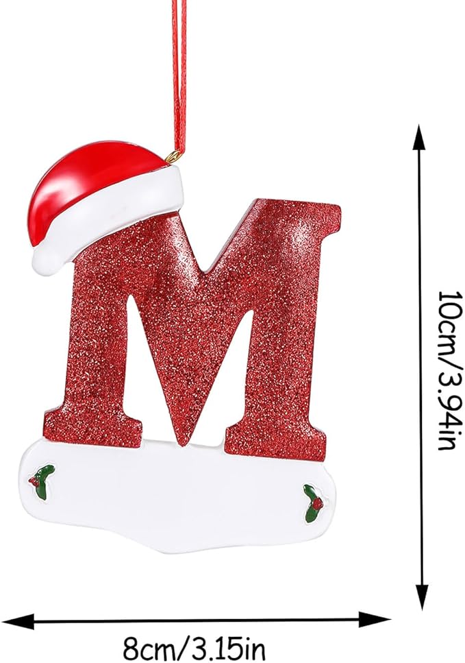 Personalized 26 Letters Ornaments for Christmas Tree 2025, Custom Christmas Ornament with Family Member's Names 3D Resin Xmas Hanging Pendant Original Gifts for Family Friends(M)