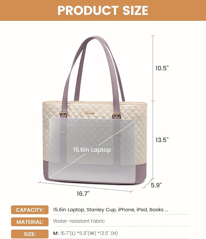LOVEVOOK Laptop Bag for Women, 15.6 Inch Work Tote Computer Bag With Large Cup Holder, Lightweight Large Laptop Briefcase for Travel, Bussiness, Teacher