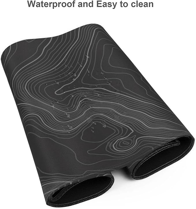 Large Gaming Mouse Pad Topographic Map Lines Contour Geographic PC Computer Keyboard XXL Mouse Mat Desk Pad Non-Slip Desk Mat for Home Office Gaming Work, 35.5 X 16 in