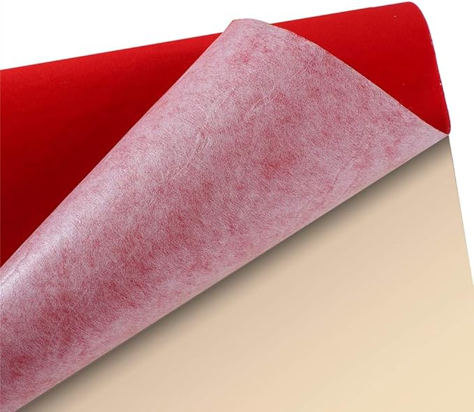 2PCS Self Adhesive Sheets, DIY Peel & Stick Felt for Drawer & Jewelry Box Liner, Solid Color Felt Wallpaper (14.6" x 39.4", Red)