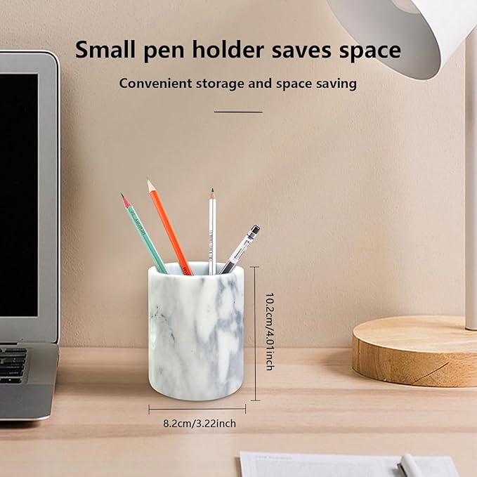 Marble Pencil Pen Holder for Desk,Makeup Brush Holder, Stand for Desk Marble Pattern Pencil Cup for Kids Durable Organizer Ideal Gift for Home, Office(gray).