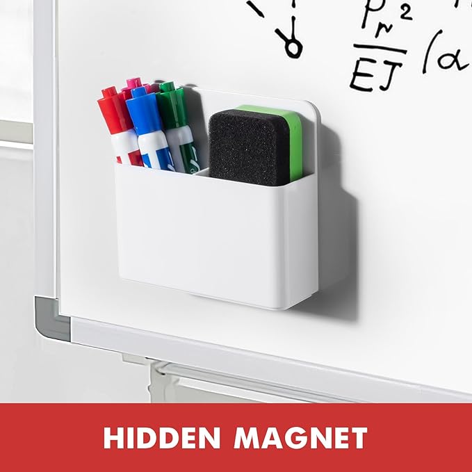 BEYGORM 2 Pack Plastic Magnetic Pen Holder for Refrigerator, Dry Erase Marker Holder for Whiteboard，Magnet School Locker Organizer Accessories, Pencil Cup, Pen Caddy, Classroom Organization(White)