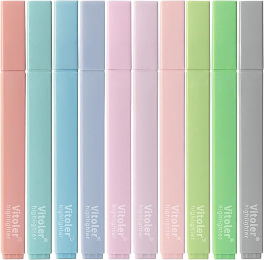Bible Highlighters,10Pcs Chisel Tip Aesthetic Markers,Pastel Highlighters for Journaling Planner Notes School Supplies