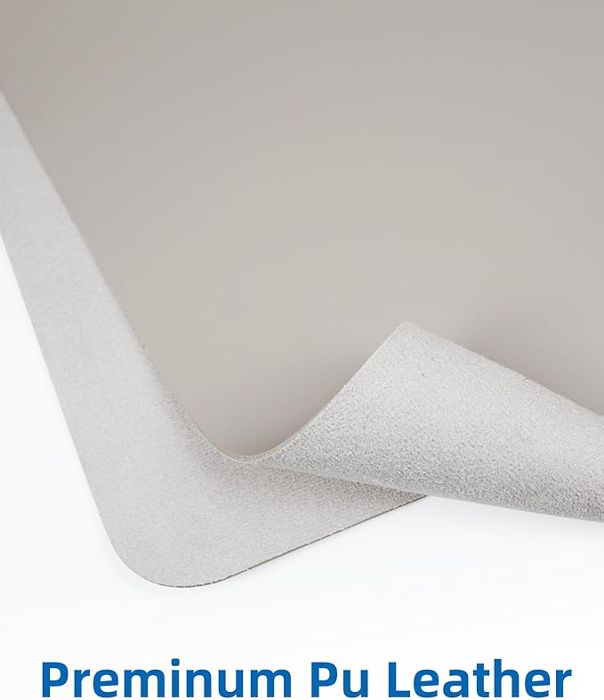 Leather Desk Pad Blotter,Mouse Pad,Office Desk Mat, Non-Slip PU Leather Desk mat,Large Desk mat,Waterproof Keyboard mat for Office/Home/Decor (Light Grye,35" x 17")