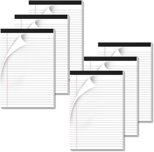 Legal Pads 6 Pack of Note Pads 6 x 9 Inch Notepad 21lb Thick Paper Legal Pad 30 Sheets Note Pad College Ruled Small Legal Pads 29 Lines Writing Pads for Writing, Sketching, and Note-Taking