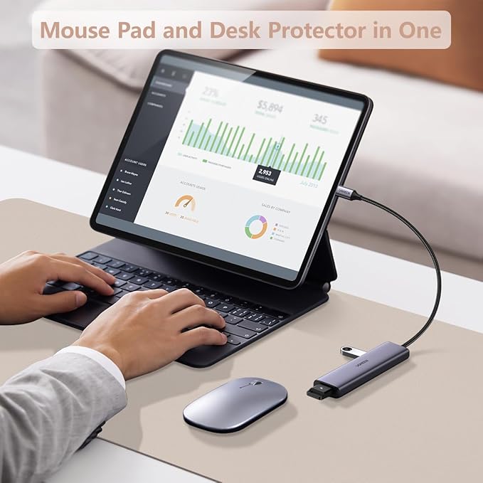 Leather Desk Mat, 31.5"×15.7" Desk Matt for Desktop, Waterproof Keyboard Pad, Computer Mats for Desktop, Large Mouse Pad, Non-Slip Computer Mat for Office Home - Cream Powder