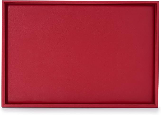 Oirlv Gorgeous Red Leather Jewelry Tray Flat Jewelry Display Tray Stackable Jewelry Organizer Plate