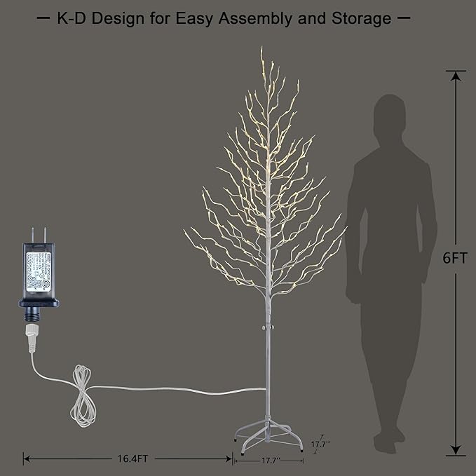 Lightshare Twisted 6FT Warm White Star Light Christmas Tree, White