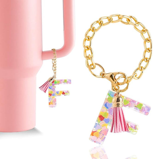 Letter Charm Accessories for Stanley Cup 1 PCS Cute Initial Keychain Handle Charm for Stanley Tumbler for Women