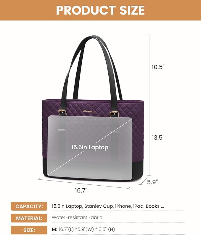 LOVEVOOK Laptop Bag for Women, 15.6 Inch Work Tote Computer Bag With Large Cup Holder, Lightweight Large Laptop Briefcase for Travel, Bussiness, Teacher