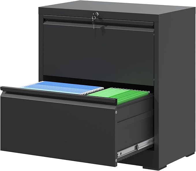 Lateral File Cabinets 2 Drawer,Metal Lateral Filing Cabinet for Home Office,Wide Steel Storage Commercial Drawer Cabinet for Legal/Letter/A4 Size Assembly Required