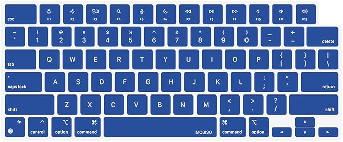 MOSISO Keyboard Cover Skin Compatible with MacBook Air 15 inch M3 A3114 M2 A2941/Air 13.6 A3113 A2681/Pro 14/16 M4 M3 M2 M1, Royal Blue