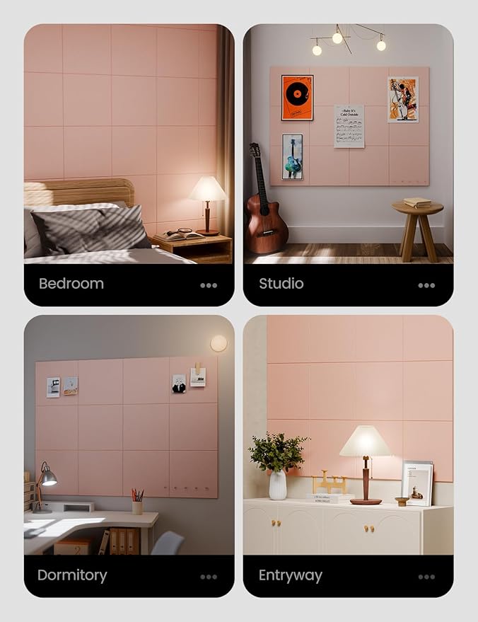 Large Felt Bulletin Board 48" x 36" Cork Board Alternative-12 Pack with 70 Safe Removable Adhesive Tabs, Cork Boards for Walls Cork Board for Home Office Classroom Pin Board - Coral