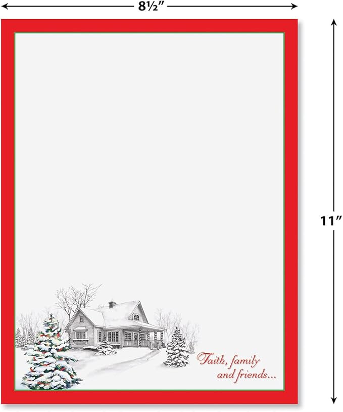 Winter Home Christmas Stationery - Holiday Letters, Printer Paper, 25 Sheets, 8½ x 11 Inch, by Current